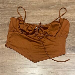 Brown Satin Crop Top